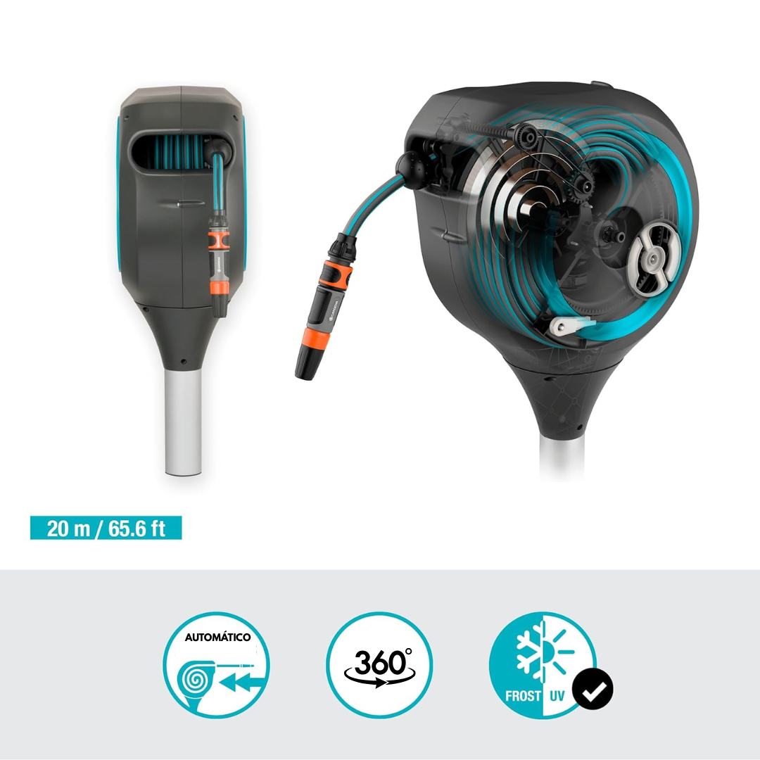 SimpleGarden: Enrolador de Mangueira Automático e Suporte Giratório 180° + BRINDE Mangueira