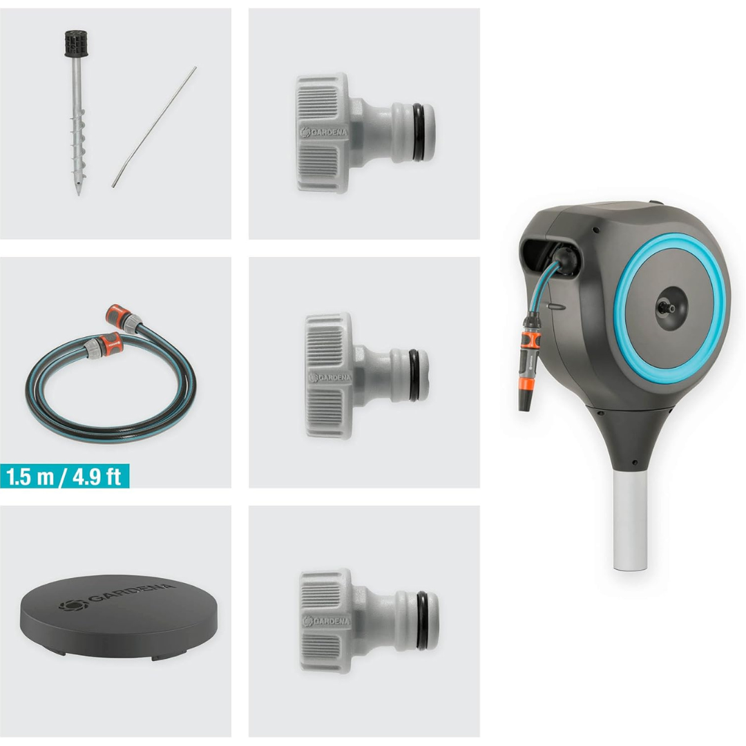 SimpleGarden: Enrolador de Mangueira Automático e Suporte Giratório 180° + BRINDE Mangueira