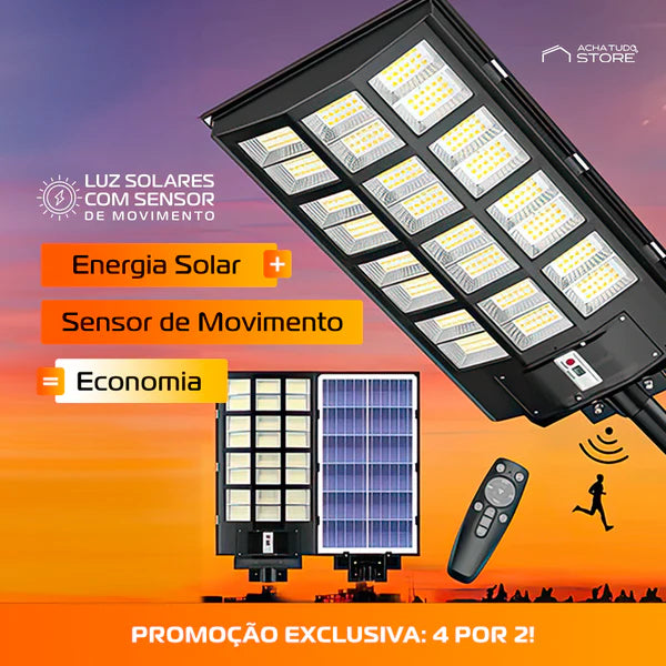 Luminária LED Solar Potência 1000W + Sensor de Movimento e Controle Remoto - 🔥Promoção Fim de Ano🔥